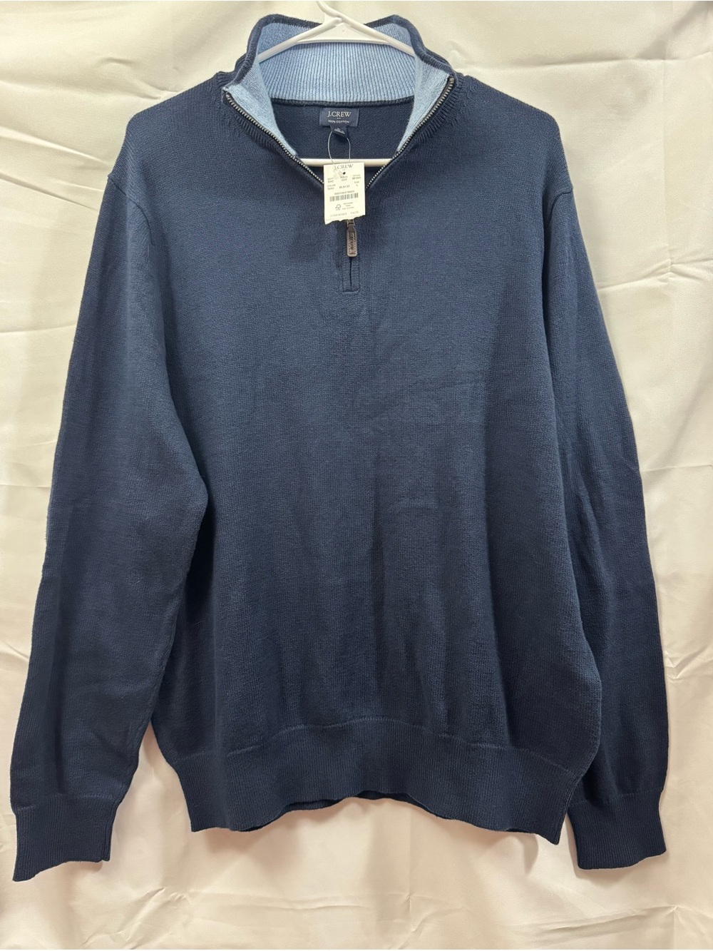J. Crew Men’s Navy Blue Quarter-Zip lightweight Pullover Sweater New